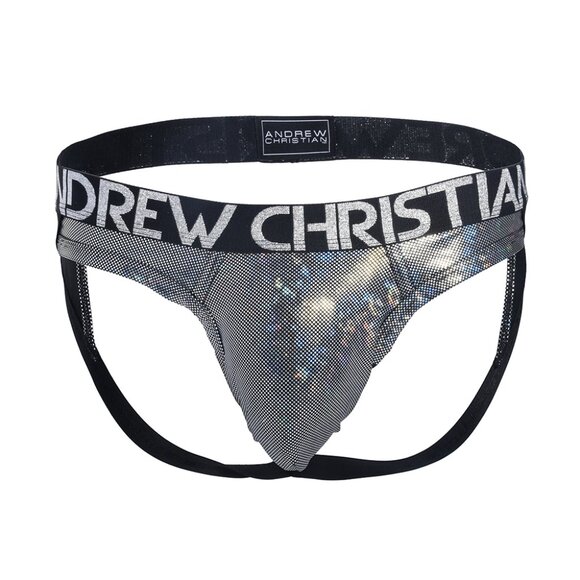 90733 Andrew Christian Almost Naked Disco Frame Jock, Silver Hologram 2017 - Picture 2 of 2